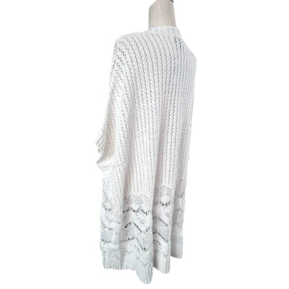 Torrid Open Stitch White Cardigan Poncho Sweater Short Sleeves 3/4 = 22/24 NWT - Picture 7 of 16